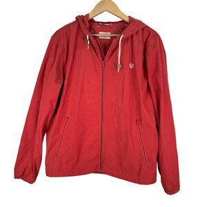 Marine Layer Everett Lightweight Waxed Canvas Jacket Full-Zip Hooded Red Size S